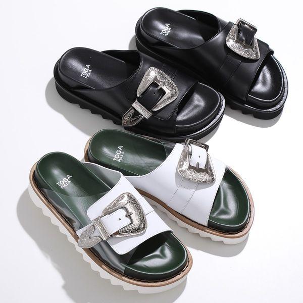 TOGA PULLA トーガ プルラ サンダル Western Buckle Sandals AJ1235 レディース レザー メタル コンチョ  バックル ベルト シューズ 靴 カラー2色