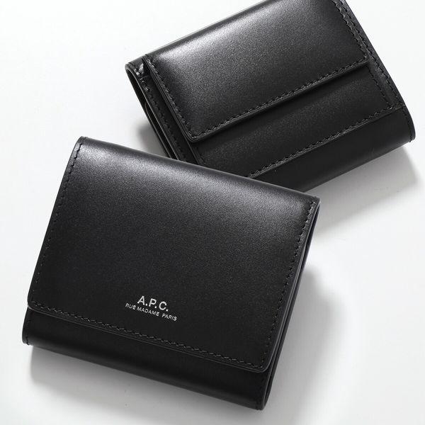 A.P.C. ブラックレザー 三つ折り財布 アーペーセー A.P.C. 財布 三つ折り財布財布 折りたたみ財布 F63453