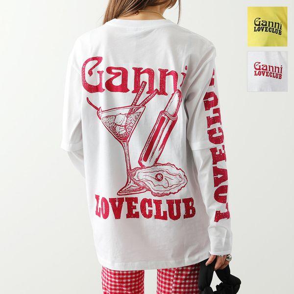 GANNI スピラルデザイン 長袖カットソー GANNI（ガニー） ロンT Light Jersey Layered Long Sleeve T Shirt