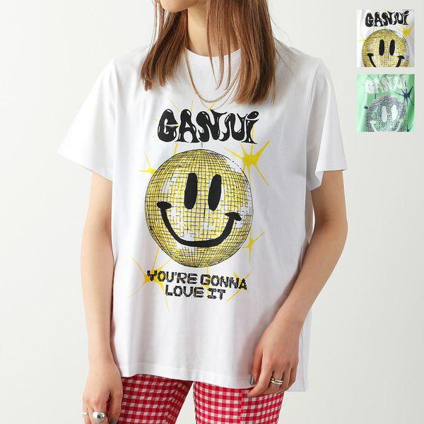 GANNI ガニー Tシャツ JERSEY SMILEY RELAXED T SHIRT T3356-3575 