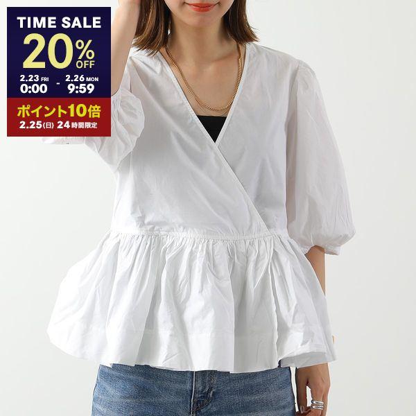 GANNI（ガニー） ブラウス Cotton Poplin Wrap Blouse F7607 6479