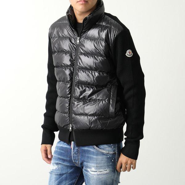 MONCLER モンクレール ダウンジャケット 9B00011 M1131 メンズ ライトダウン切替 ニット ジップアップ アイコンパッチ 999