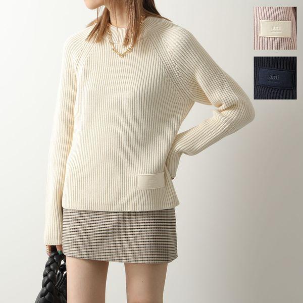 AMI PARIS アミアレクサンドルマテュッシ サマーニット クルーネック 白 メンズ AMI PARIS アミアレクサンドルマテュッシ サマーニット クルー