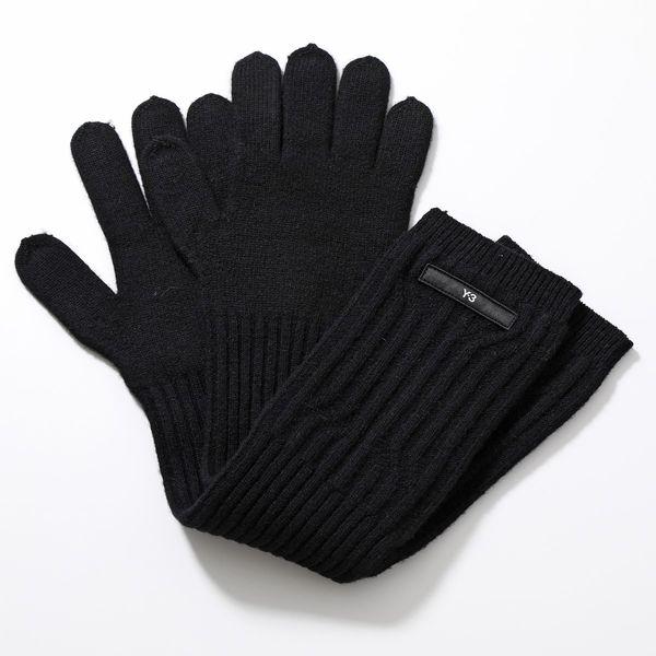 Y-3 ワイスリー 手袋 IJ9885 メンズ ロング グローブ ロゴ リブ編み