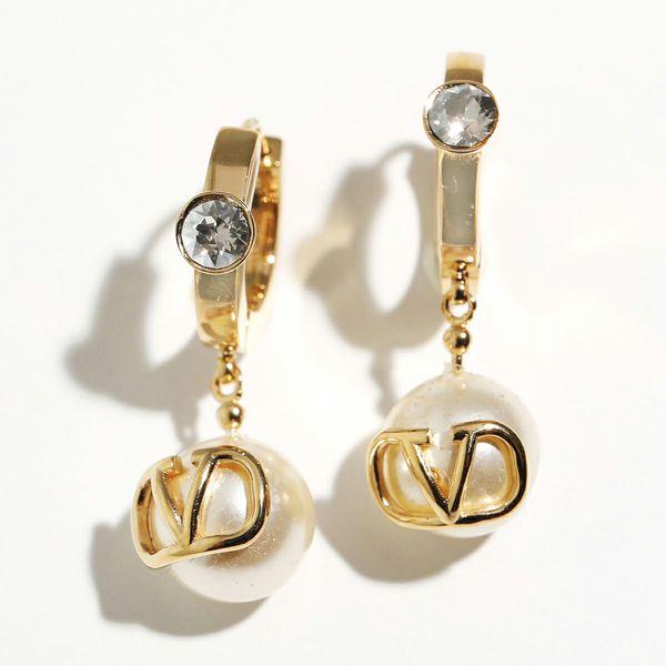 VALENTINO GARAVANI フープピアス　Vロゴ　ラインストーン VALENTINO GARAVANI フープピアス Vロゴ ラインストーン 片耳