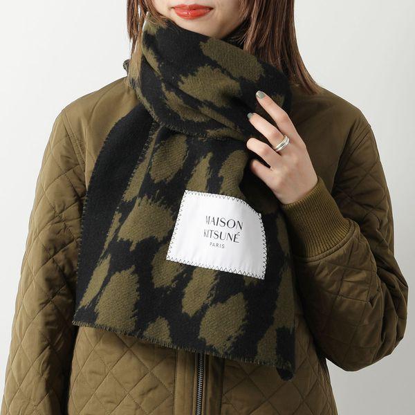 新品　メゾンキツネ MAISON KITSUNE マフラー　ストール　カーキ 新品メゾンキツネ MAISON KITSUNE マフラーストールカーキ