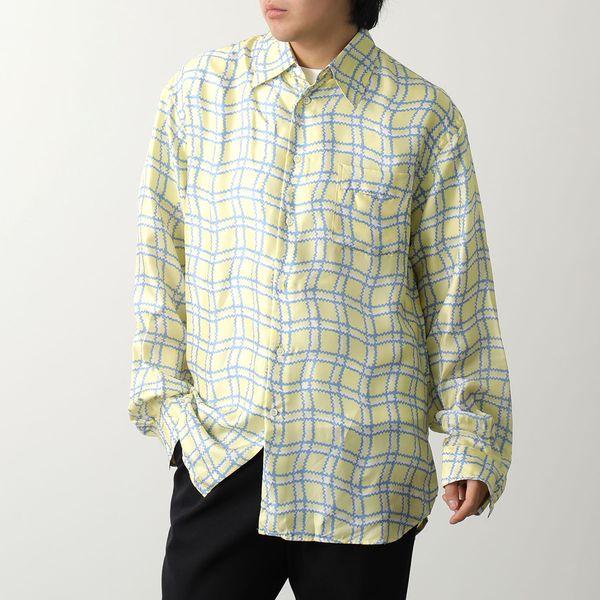 MARNI(マルニ) 長袖シャツ サイズ46 S メンズ美品  - 白×カーキ×ライトブラウン チェック柄 MARNI（マルニ） シャツ CUMU0001A0 S52286 メンズ シルク 長袖 胸