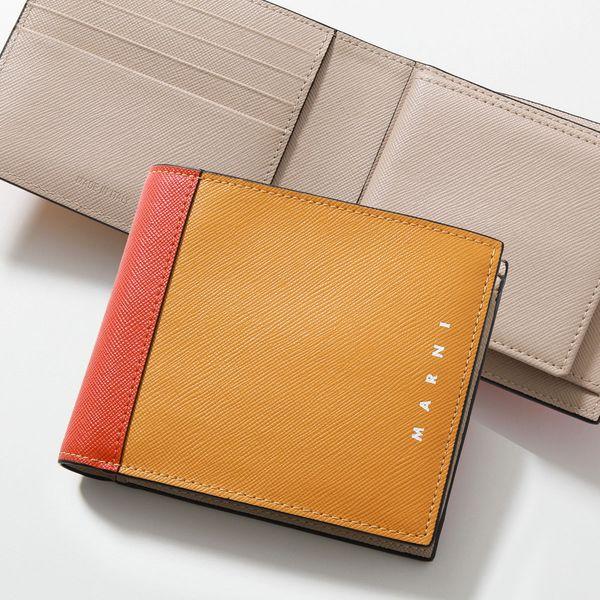 ○★新品未使用　MARNI マルニ　二つ折り財布　グレー×イエロー系 MARNI（マルニ） 二つ折り財布 PFMI0003L1 LV520 メンズ ミニ財布 バイ