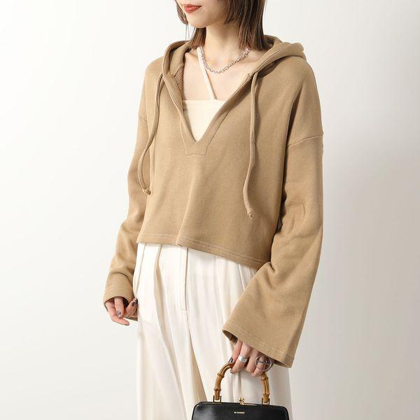 BASERANGE ベースレンジ ORDU SWEAT SHIRT オーガニックコットン クロップドスウェットプルオーバーパーカー XS BEIGE 定価38,720円 トップス【新古品】【中古】【BASERANGE】 新品 BASERANGE ベースレンジ ORDU SWEAT SHIRT オーガニックコットン