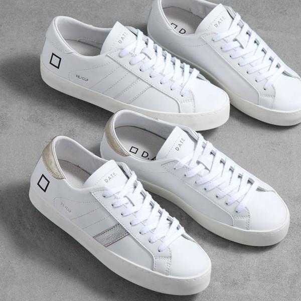 D.A.T.E. HILL LOW レザー スニーカー White ロゴ 関税送料込 D.A.T.E. デイト スニーカー HILL LOW ヒル ロー レディース