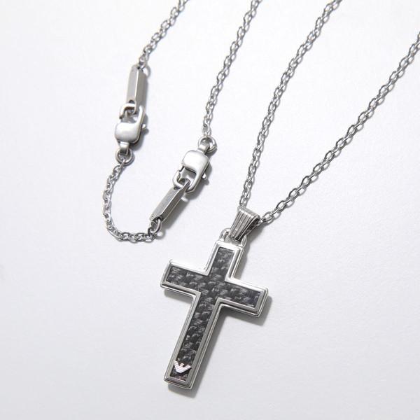 エンポリオアルマーニ ネックレス クロス シルバーブラック EGS1705040 EMPORIO ARMANI エンポリオアルマーニ ネックレス EGS1705040 メンズ