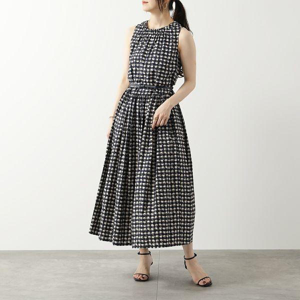 S MaxMara】ピュアコットンボイルドレスノースリーブワンピース40