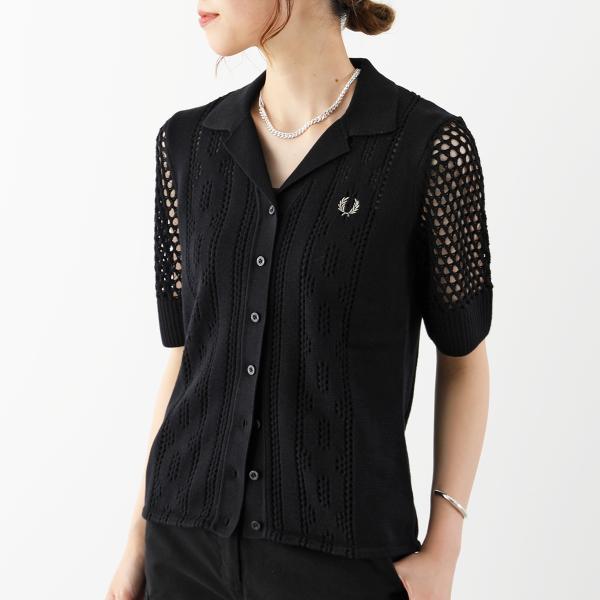 FRED PERRY フレッドペリー ニットトップス OPEN KNIT BUTTON