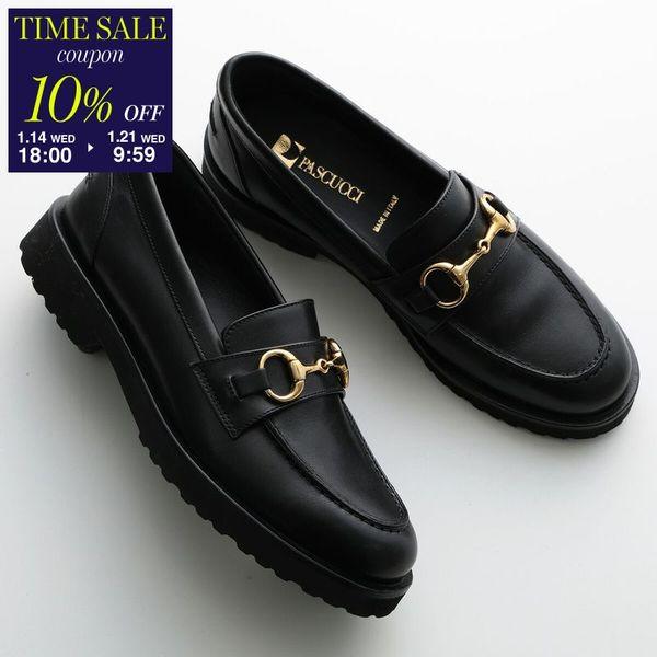 【美品】ブラック　ビットローファー 38サイズ　PASCUCCI パスクッチ PASCUCCI ベーシックビットローファー （ブラックエナメル