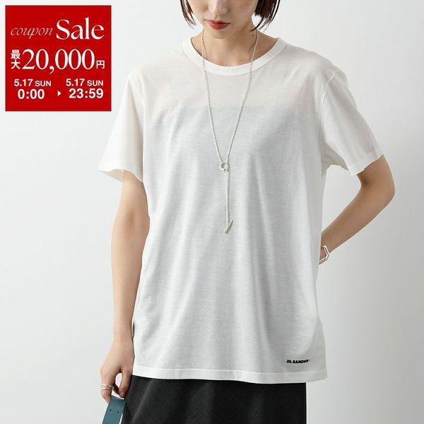 JIL SANDER ジルサンダー 半袖カットソー サイズ:L クルーネックTシャツ/ロゴ 23SS/J40GC0001   ホワイト レディース / 240001171634 JIL SANDER（ジルサンダー） JIL SANDER Tシャツ 半袖 クルーネック