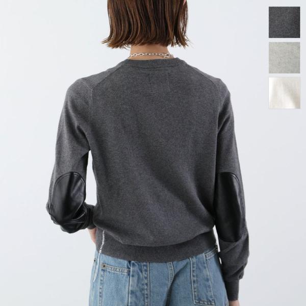 ANTHOM アントム エルボーパッチクルーネックハイゲージニット ANTHOM アントム セーター A26512 レディース コットン カシミヤ混