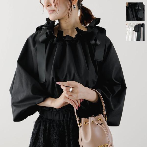 PICCIN PERLA ピッチン ブラウス 907030 グログランリボン ギャザー