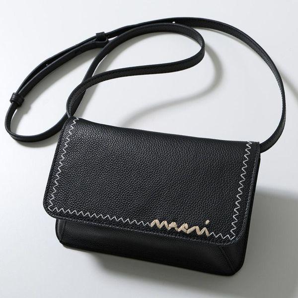 新品未使用MARNIトリプルフラップ ウォレット ショルダーバッグ 訳あり ディープブルー レザー製 Trunkaroo ミディアムショルダーバッグ