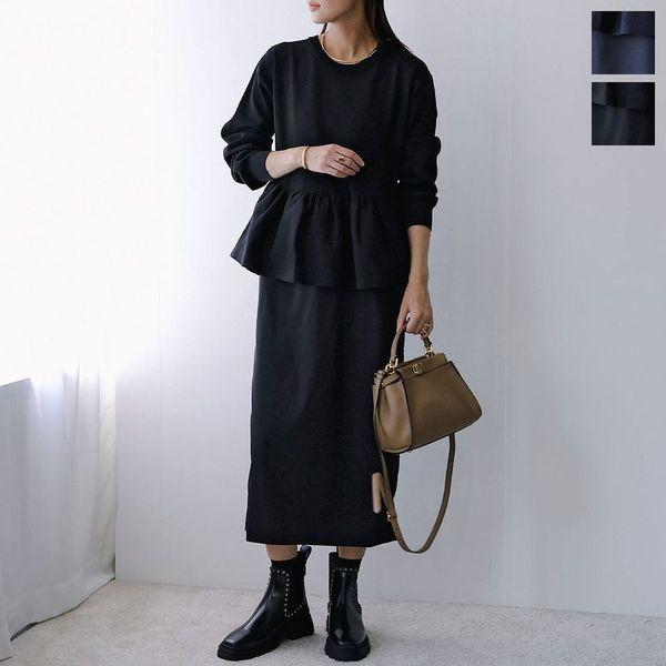 QTUME クチューム ワンピース 21507 レディース ニット 異素材 切替