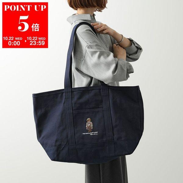 Ralph Lauren ポロベア トートバッグ ネイビー 刺繍 レザー ポロラルフローレン ポロベア 30周年 トートバッグ ネイビー
