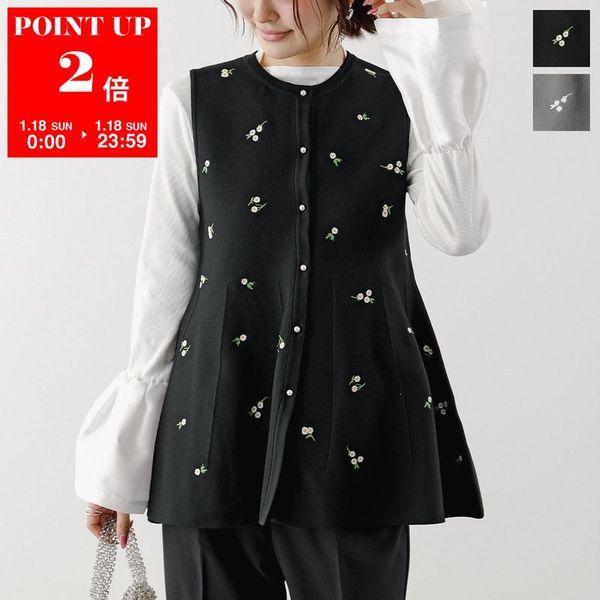 Mewl（ミュール） ベスト M253-95030 レディース ニット フラワー 刺繍