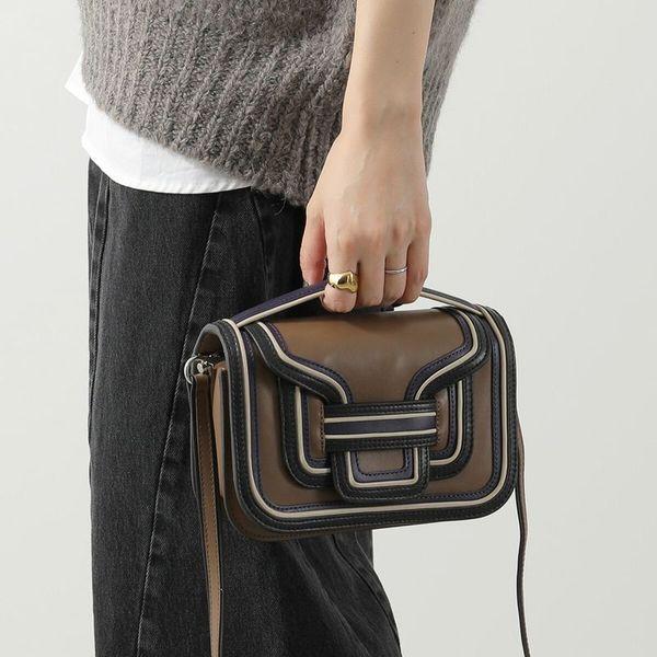 【美品】  PIERRE HARDY / ピエールアルディ | QV08 / アルファ 2way ショルダー付き レザー フラップ ハンドバッグ | ブラウン/ホワイト/ピンク | レディース ピエール アルディ PIERRE HARDY QV08 ハンドバッグ ALPHA レディース