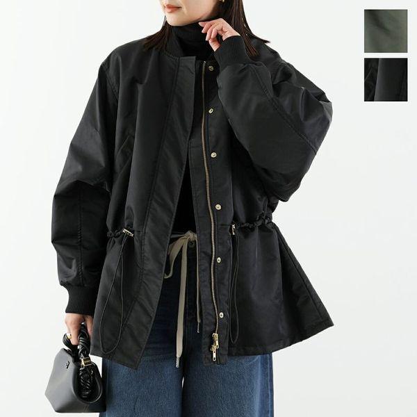 6438【美品】TFW49 ジップアップジャケット　ブルゾン　ブラック 中綿入り 6438【美品】TFW49 ジップアップジャケット ブルゾン ブラック 中綿