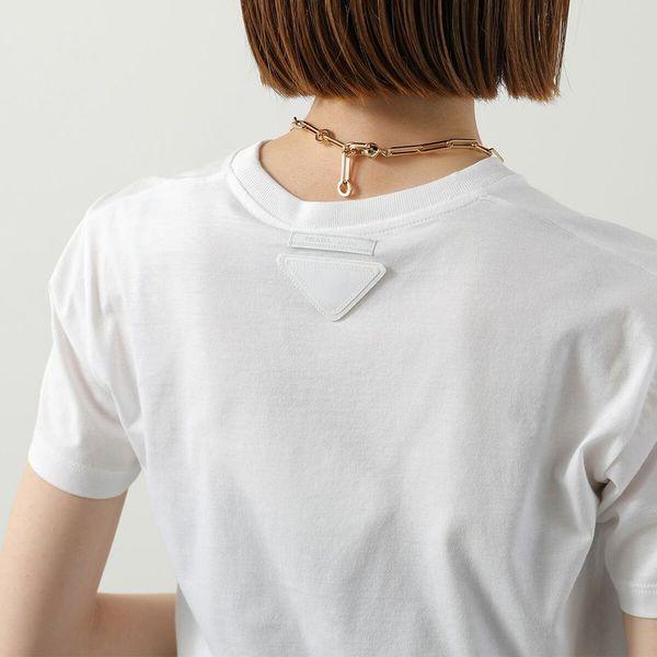 プラダ PRADA Tシャツ カットソー 半袖 クルーネック 三角ロゴ XS 白 PRADA（プラダ） Tシャツ 【1枚単品】 35570S112 11CD レディース 半袖