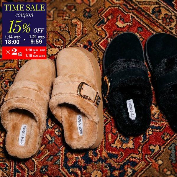 STEVE MADDEN（スティーブ・マデン） ファーバックルサボ COZY UP