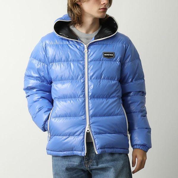 DUVETICA フード付き青ダウンジャケット デュベティカ DUVETICA ダウンジャケット フルジップ 無地 フード付き