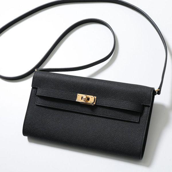 ★最終価格★SALE【5oe4960】エルメス ショルダーウォレット ケリーウォレット トゥーゴー シェーブル グリバンタン ゴールド金具 K刻印【中古】レディース HERMES（エルメス） ショルダーウォレット ケリー トゥーゴー KELLY TO