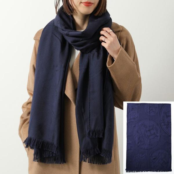 鑑定済極美品 エルメス Hロゴ シルク100% ストール マフラー リバーシブル 鑑定済極美品 エルメス Hロゴ シルク100% ストール マフラー