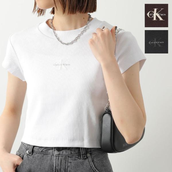 CALVIN KLEIN JEANS カルバンクライン ジーンズ Tシャツ A- MONOGRAM BABY TEE LV047AB802 レディース 半袖 リブ カットソー ロゴT カラー3色