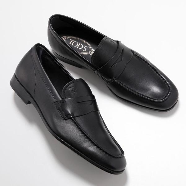 トッズ 35 ローファー 革靴 ラバーぺブル ロゴ レザー ブラック TOD'S（トッズ） ローファー シューズ 革靴 メンズ チェーンロゴ