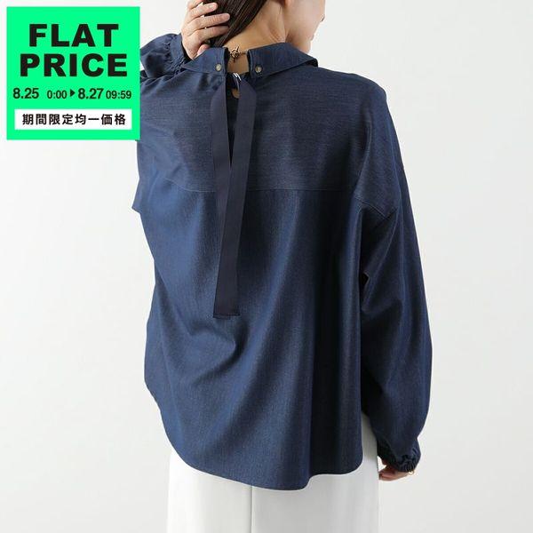 HERENCIA ヘレンチア バックリボンブラウスシャツ HERENCIA（ヘレンチア） シャツ Denim-like Back Ribbon Blouse