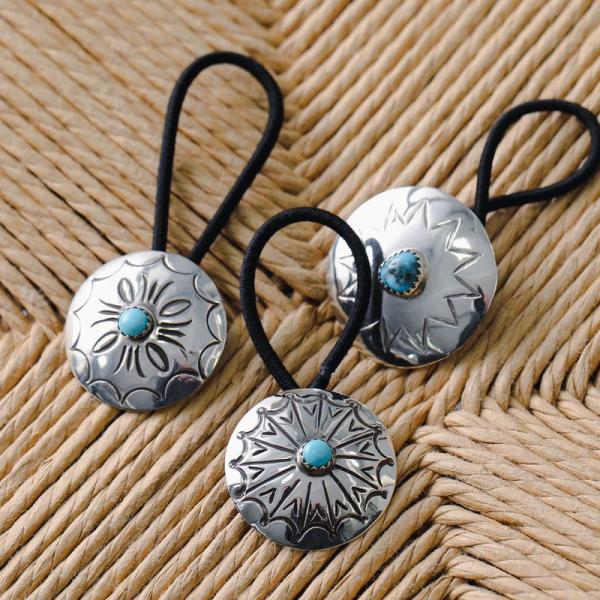 HARPO ハルポ ヘアゴム N3 CHOUCHOU レディース コンチョ ターコイズ ストーン インディアンジュエリー silver925 アクセサリー シルバー