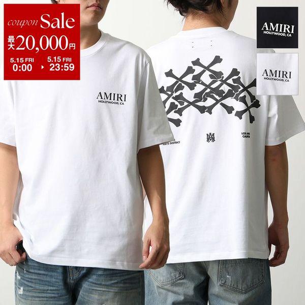 AMIRI アミリ 25SS 両面ロゴパッチ クルーネック半袖Tシャツカットソー ホワイト レディース AMIRI アミリ 25SS CITY TEE 両面ロゴプリント クルーネック半袖T