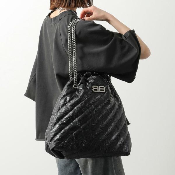バレンシアガ BALENCIAGA クラッシュトート レザー 2way チェーン ショルダーバッグ【中古】 BALENCIAGA（バレンシアガ） ショルダーバッグ CRUSH TOTE M