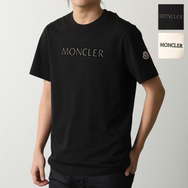 MONCLER モンクレール Tシャツ 8C00075 89B8U メンズ 半袖 カットソー ロゴT フロッキープリント コットン クルーネック L10918C0007589B8U999