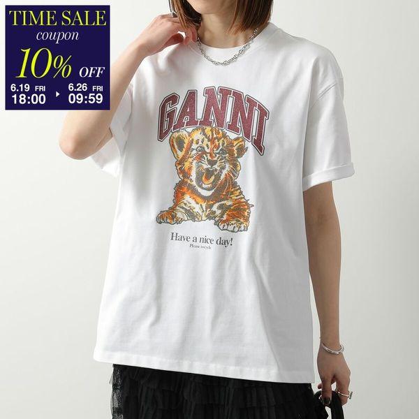 GANNI（ガニー） 半袖 Tシャツ Heavy Cotton Jersey Beaded Baby Tiger