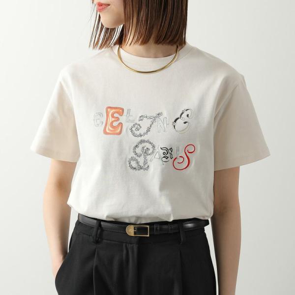CELINE ホワイト Tシャツ 半袖 冬季SALE❣️ CELINE（セリーヌ） 半袖 Tシャツ RX0IE1242.GGY4 レディース ロゴ