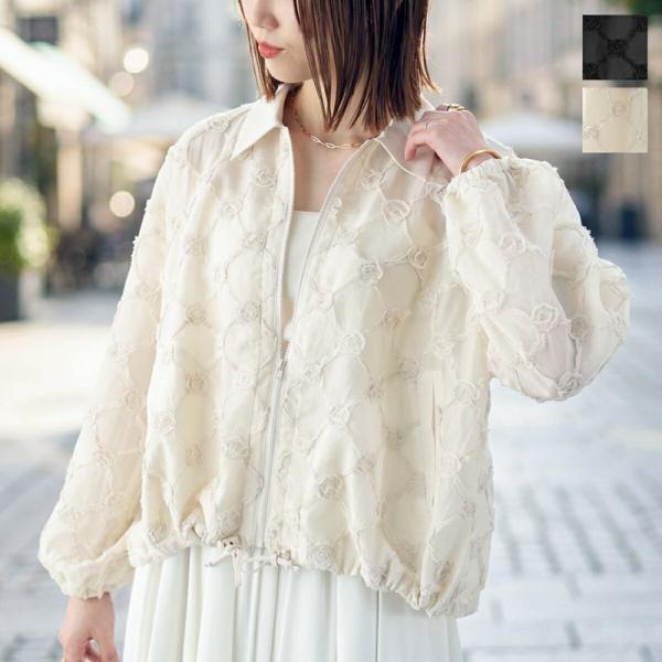 最安TORRAZZODONNA shikina フローラルシアーフレアトップス Torrazzo Donna（トラッゾドンナ） ブルゾン Textured Fringe Blouson