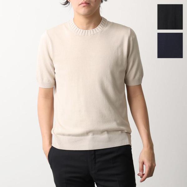 【美品】クリーニング済 グランサッソ ヘンリーネックニット 半袖 コットン Gran Sasso（グランサッソ） 半袖ニット 57188 18163 メンズ クルー
