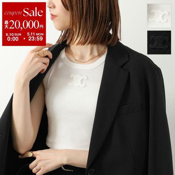 CELINE トリオンフ ストーン 装飾 ノースリーブ トップス セリーヌ S CELINE（セリーヌ） ノースリーブ Triomphe トリオンフ 2X45N2P33.01OW