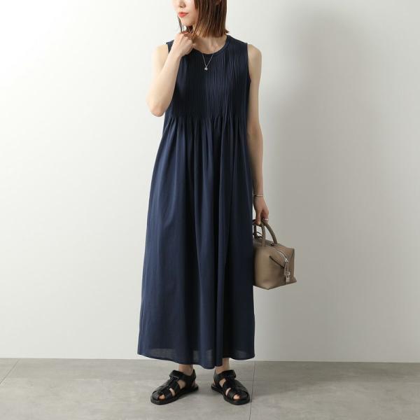'S MAX MARA DAVINA コットンブレンドワンピース ミディ丈 紺 MAXMARA WEEKEND LINE（マックスマーラウィークエンドライン） WEEKEND