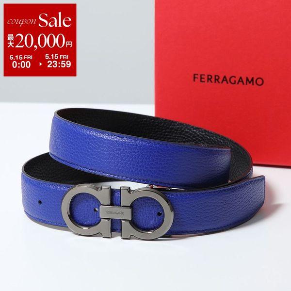 美品　Ferragamo　ダブルガンチーニ　リバーシブルベルト　メンズ　黒　茶 フェラガモ ベルト メンズ ダブル ガンチーニ リバーシブル ブラック