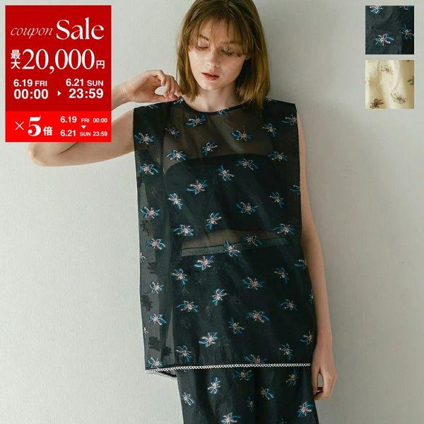 WHYTO（ホワイト） WHYTO. ブラウス back open sheer flower blouse