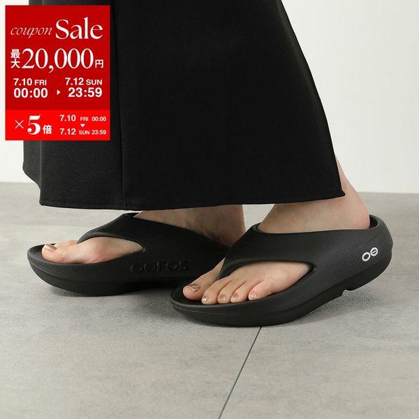 OOFOS ウーフォス リカバリーサンダル OORIGINAL+ ウーオリジナルプラス レディース トングサンダル ビーチサンダル ロゴ 厚底 4.5cm シューズ 靴 BLACK