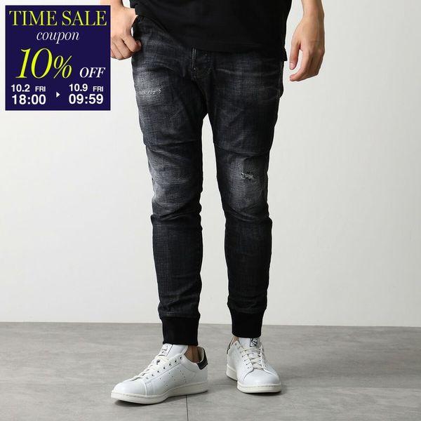 DSQUARED2 ダメージ加工 ブラックデニムパンツ ディースク DSQUARED2（ディースクエアード） ジーンズ Track Denim Pant トラック