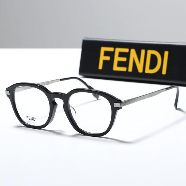 FENDI フェンディ メガネ FE50122F メンズ レディース ウェリントン型 セルフレーム フルリム めがね 眼鏡 ロゴ FF柄 ズッカ柄 アイウェア001